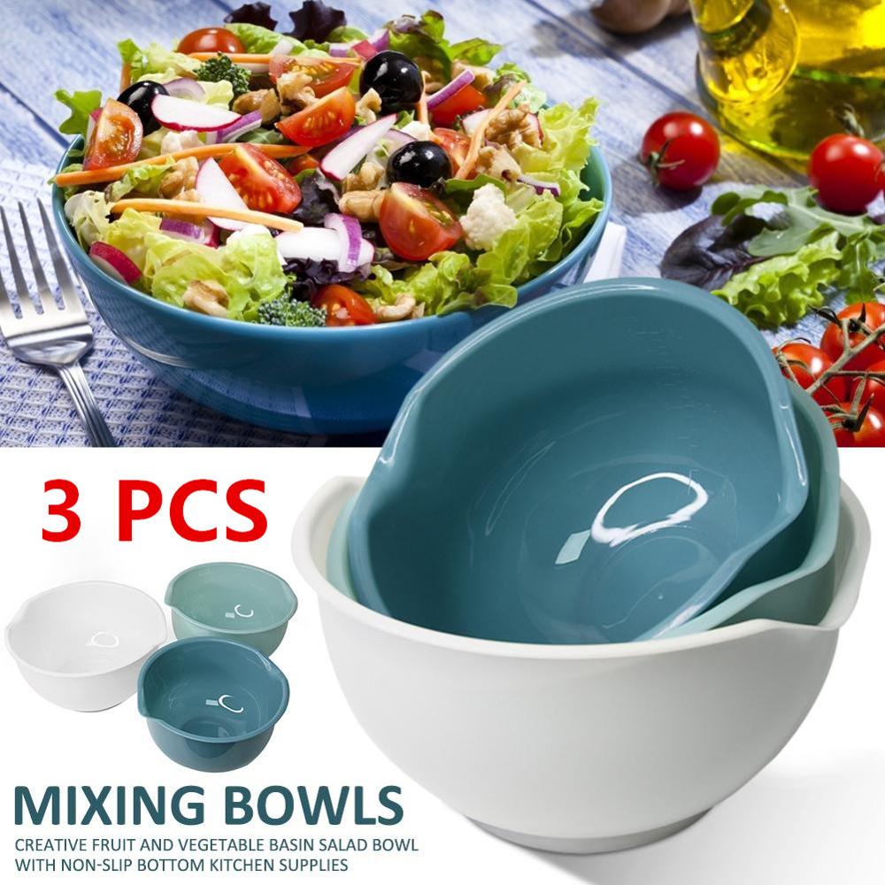 3 Pcs Plastic Multifunctionele Groente-en Bekken Salade Mengkom Keuken Benodigdheden Dagelijkse Benodigdheden Thuis Opslag Kom