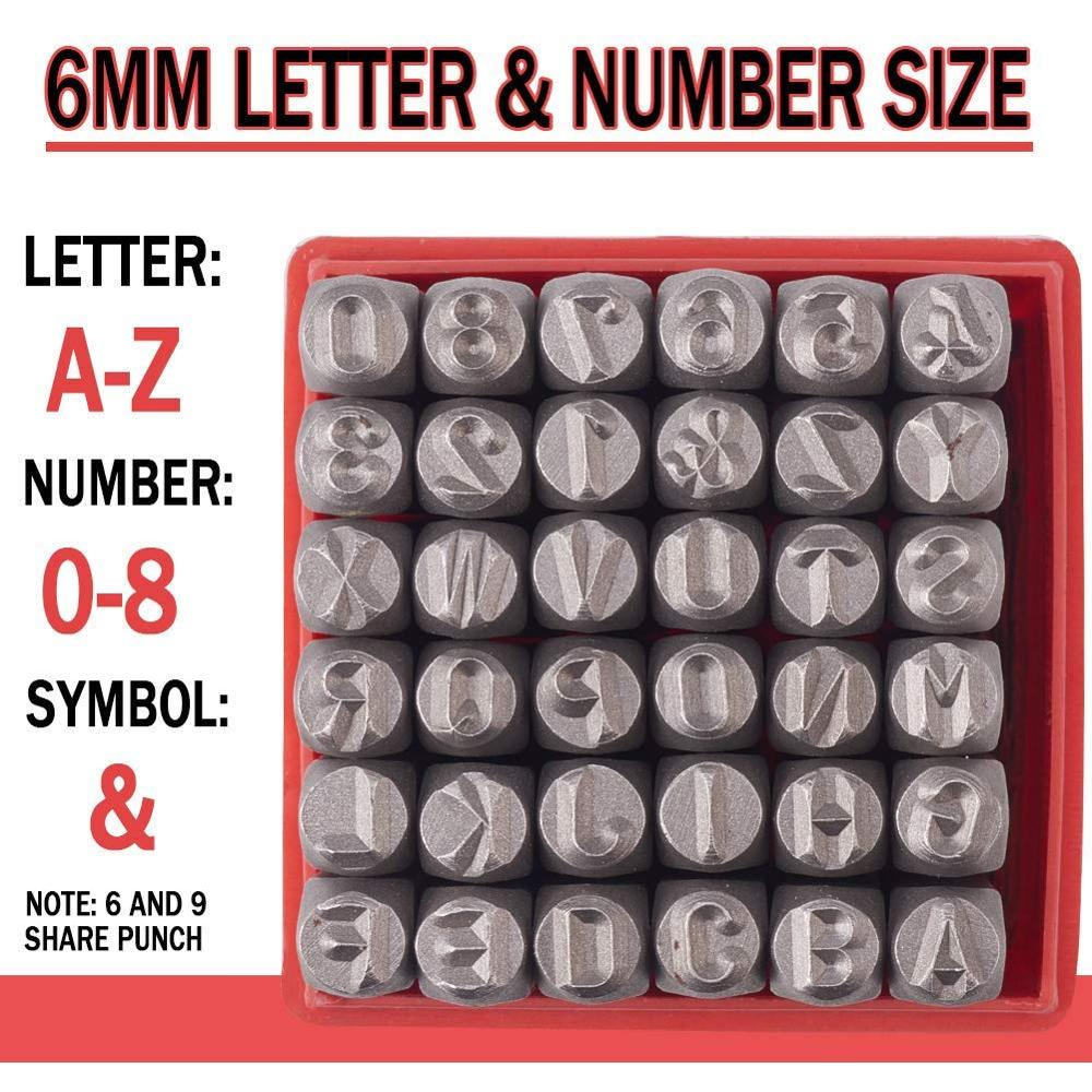 36pcs/Box Iron Metal Seal Stamps Set Including Letter A~Z Number 0~8 and Ampersand & Black Metal Steel Tag Pendant Stamping Tool