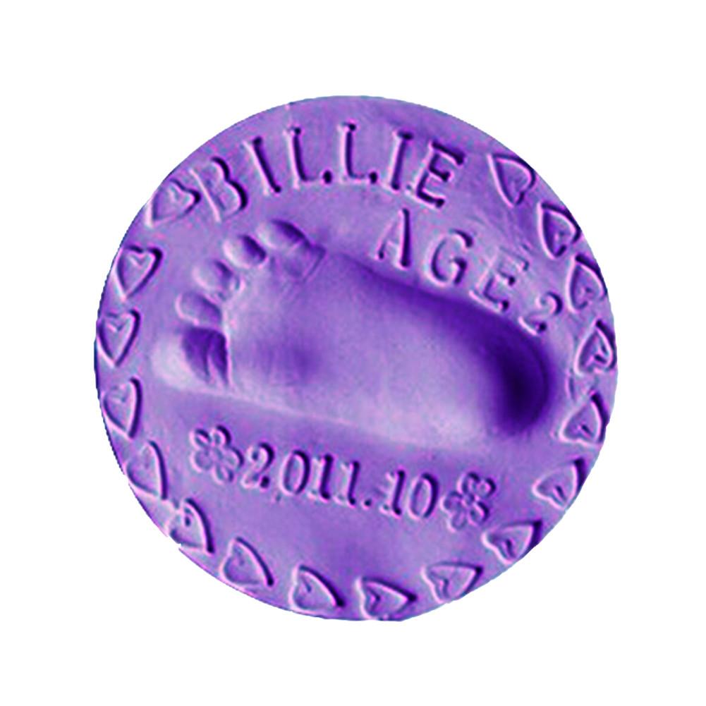 1 piezas bebé huella de aire seco de arcilla suave de bebé y el crecimiento del niño registro recuerdo huella de barro 20g pie imprimir recién nacido pie: Purple