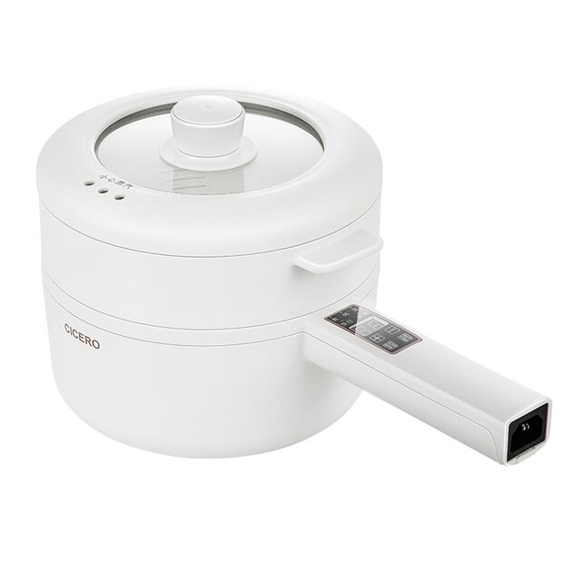 700W Electric Cooking Pot Portable Pot Rice Cooker Multicooker Ceramic Liner Smart Electric Skillet Single/Double Layer 1.6L: smart 2 layers