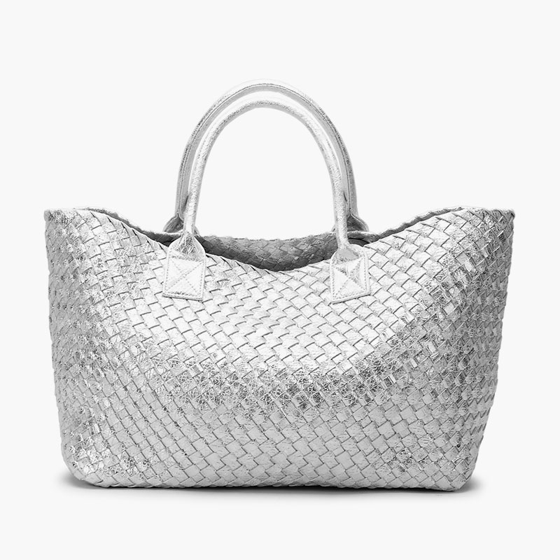 hand-woven women's bag spring summer European and American tide single shoulder vegetable basket women casual bag: sliver