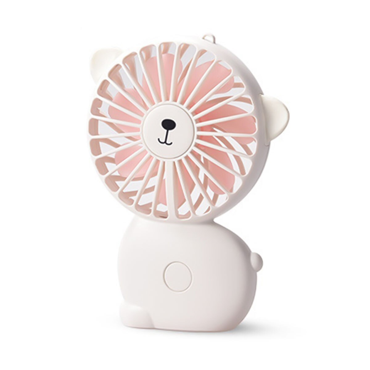 Cute Mini Fan USB Rechargeable Personal Portable Cooling With Night Light Sling Pippi Handheld Charging Personal Cooling Fan: White