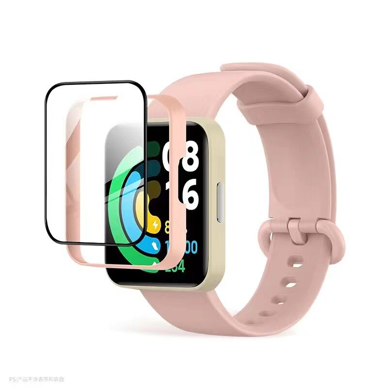 Coque en verre et Silicone pour Xiaomi Redmi Watch 2 Lite, protecteur d'écran, pour bracelet de montre Mi watch 2 Lite: Pink / Redmi Watch 2 Lite