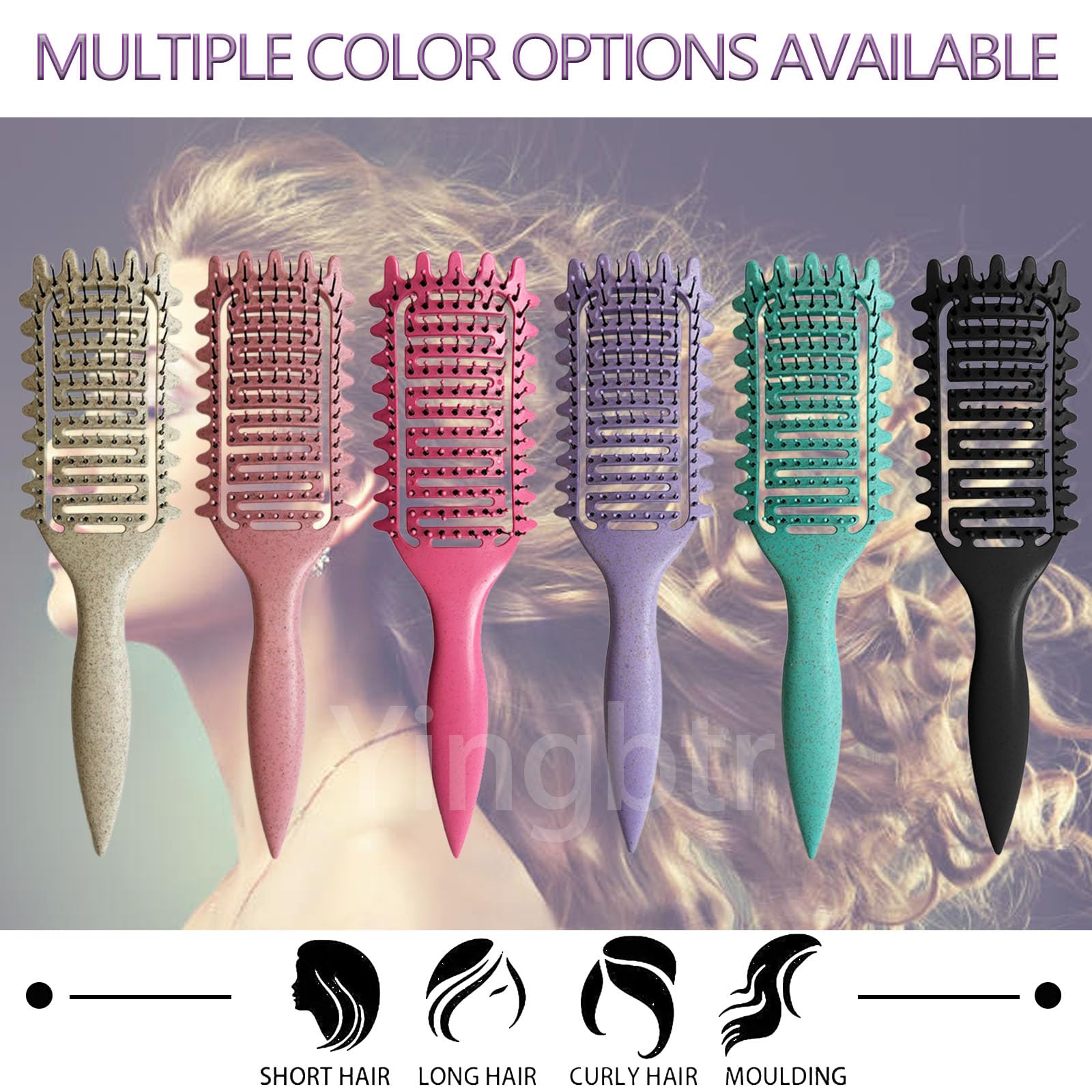 Curly Hair Brush Hollow out Curl Define Styling Brush Beard Comb Styling Detangling Brush Multi-purpose Home Styling Tools