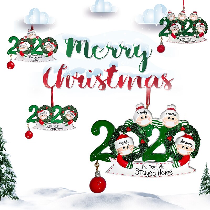 Kerst Jaar Familie Diy Handgeschreven Naam Gezichtsmasker Snowman Hanger Kerst Decoraties Voor Huis