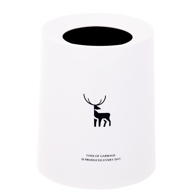 Plastic Trash Can Bathroom Waste Bin Toilet Dustbin Garbage Bin Double-layer Recycling Bucket Garbage Bin: 8L White