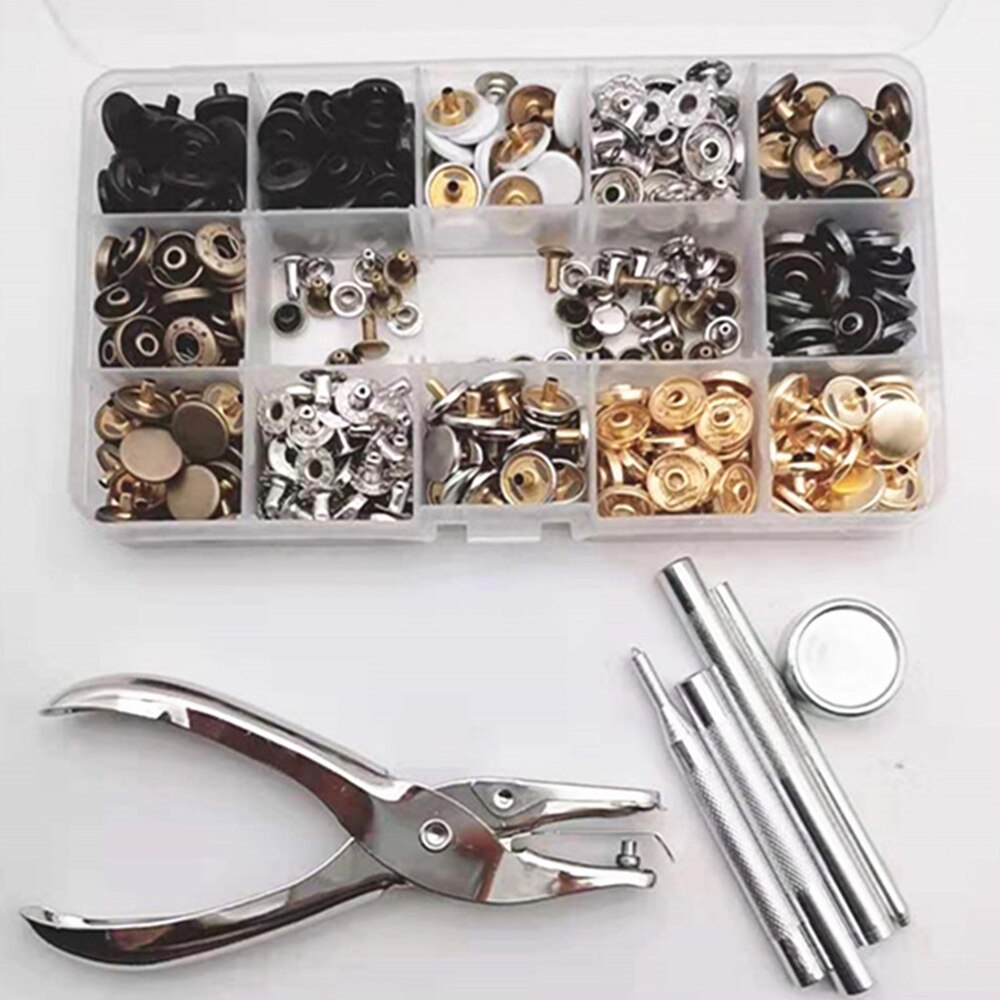 100 pcs snap double cap rivets and 12.5mm snap button Outfit for Coats, trench coats, denim, bags With Fixing Tool