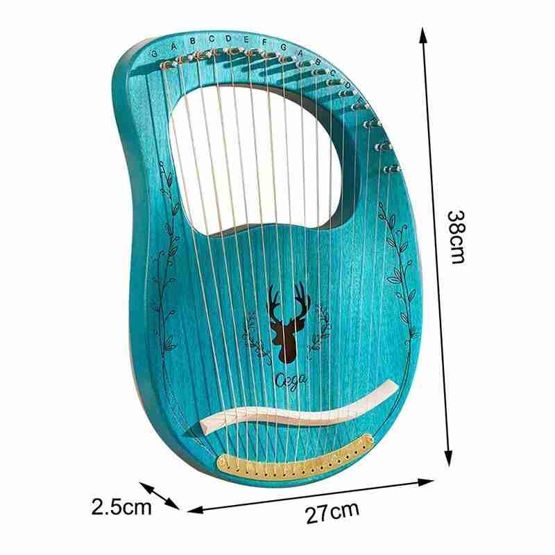 16-- tönige leierharfe, mahagoni, metallsaiten, knochensattel, leierharfe, stimmung mit stoffschlüssel, klavier  p9 p 8