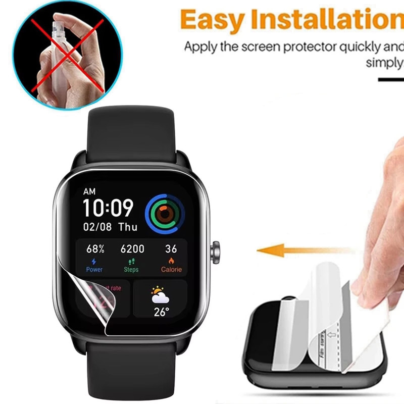Película protetora de hidrogel de tela macia, 1-5 peças para amazfit gts 4 mini gts 3 2 mini gts 2e gtr 3/3 pro gts4 película protetora não é vidro