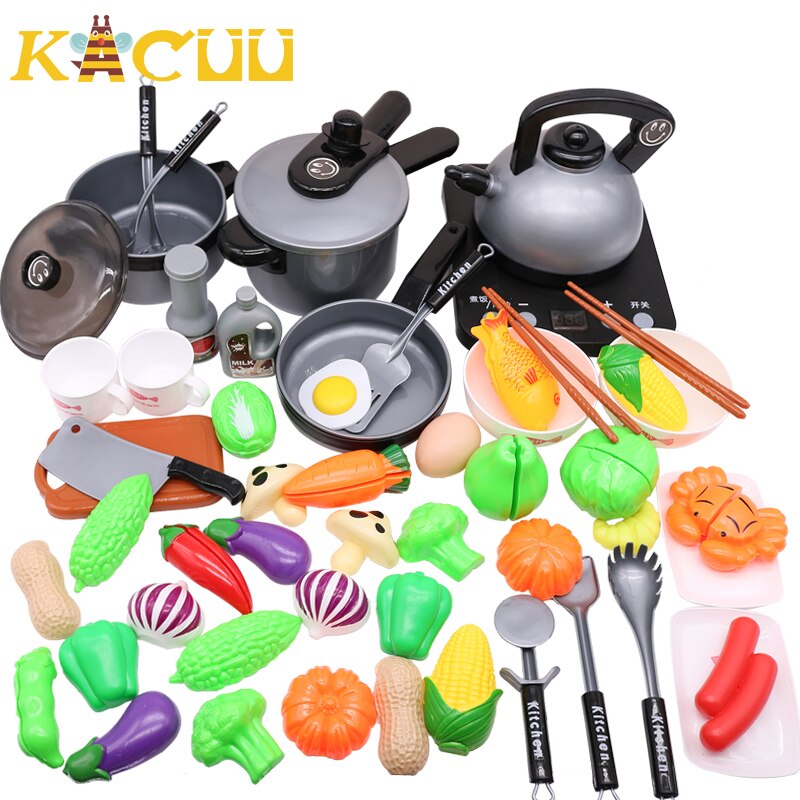 10-44Pieces Children Kitchen Toy Set Cookware Pot Pan Kids Pretend Cook Play Toy Simulation Kitchen Utensils Toys Children