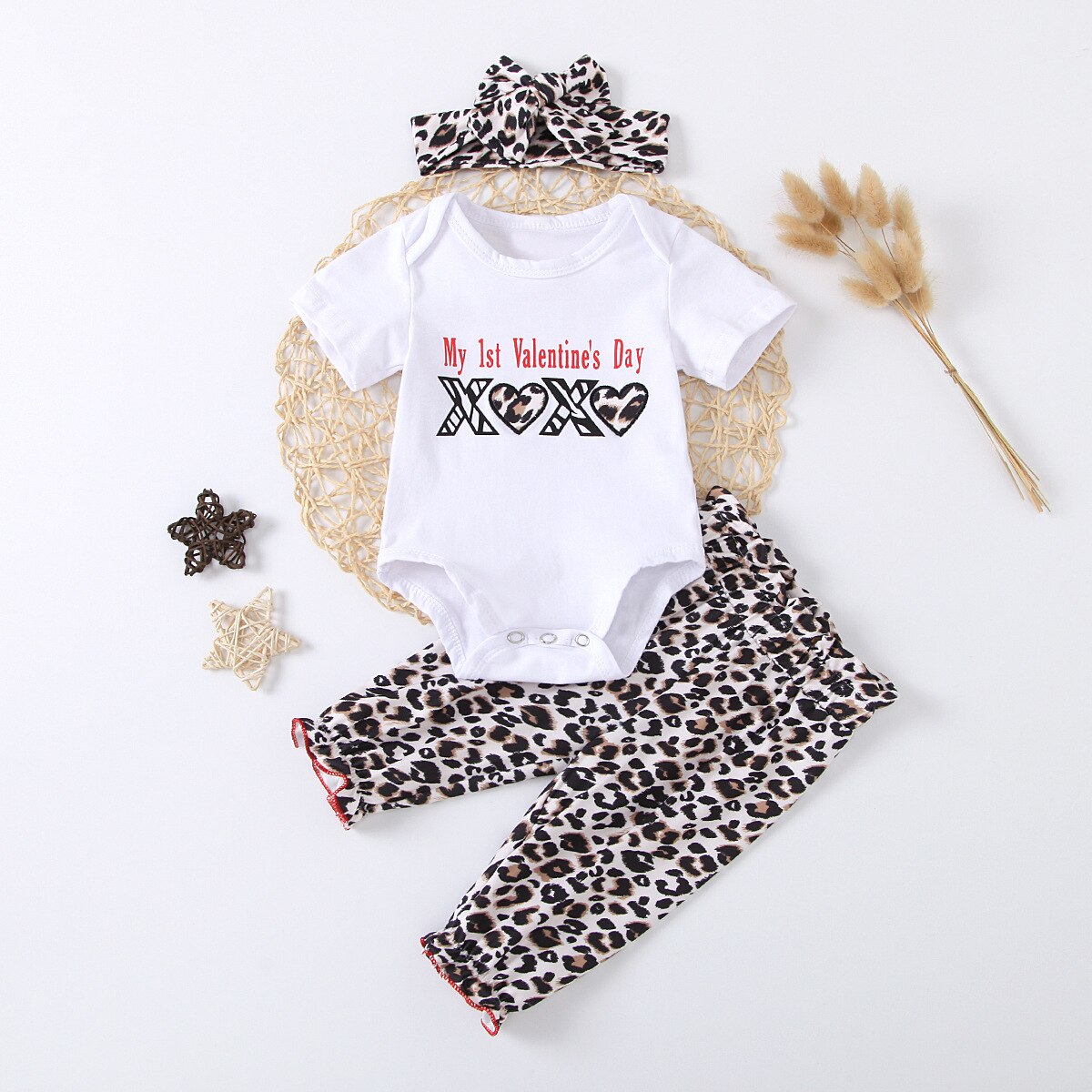 2021Neu Baby Mädchen Leopard Kleidung einstellen Baumwolle Sommer Kurzarm T-Shirt oben + kurze Hose + Stirnband 3Stck einstellen freundlicher Outfits Große Schwester