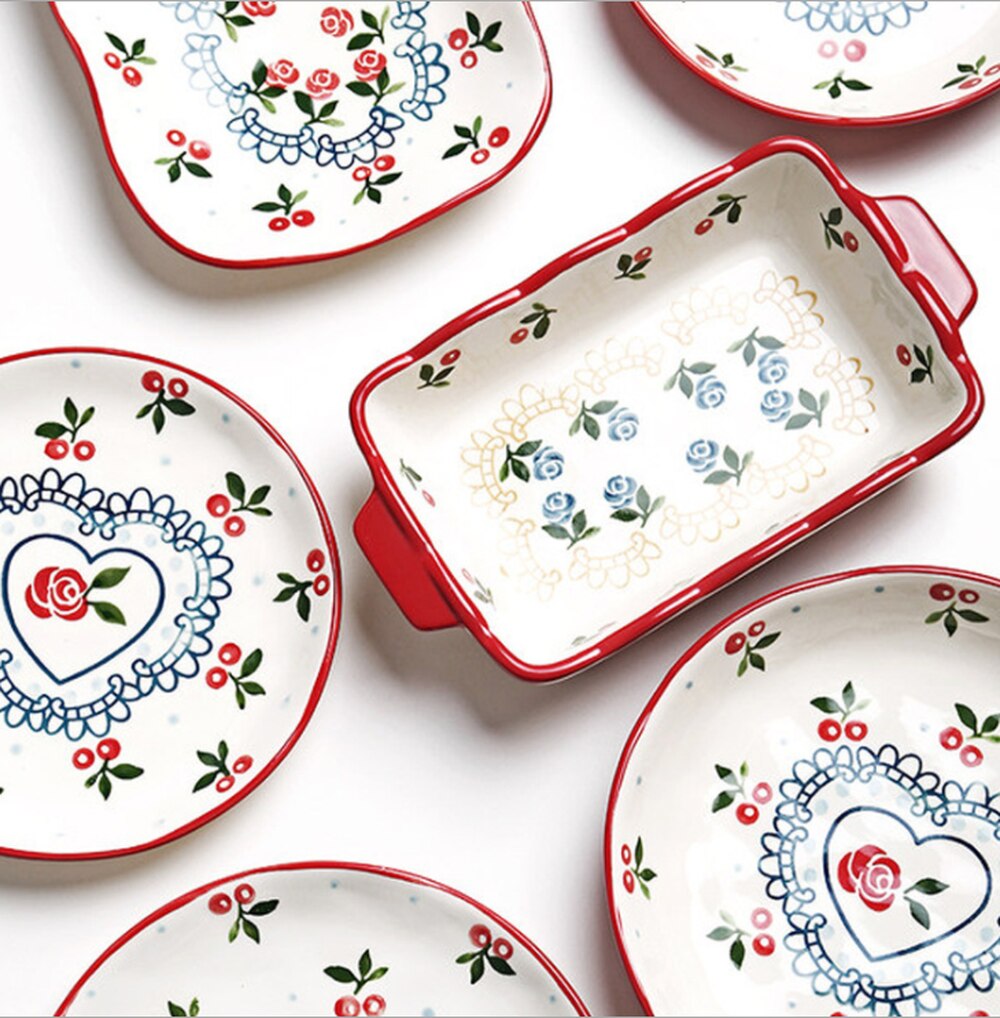 Household Ceramic Dish Fruit Big Fish Dish Pasta Bowl Salad Bowl Soup Plate For Kitchen Dishes Dessert Tray