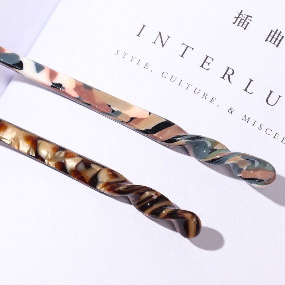 Retro Eenvoud Haar Sticks Elegante Acetaat Eetstokje Vrouwen Meisjes Haarspelden Haar Clip Haaraccessoires Haar Styling Tool