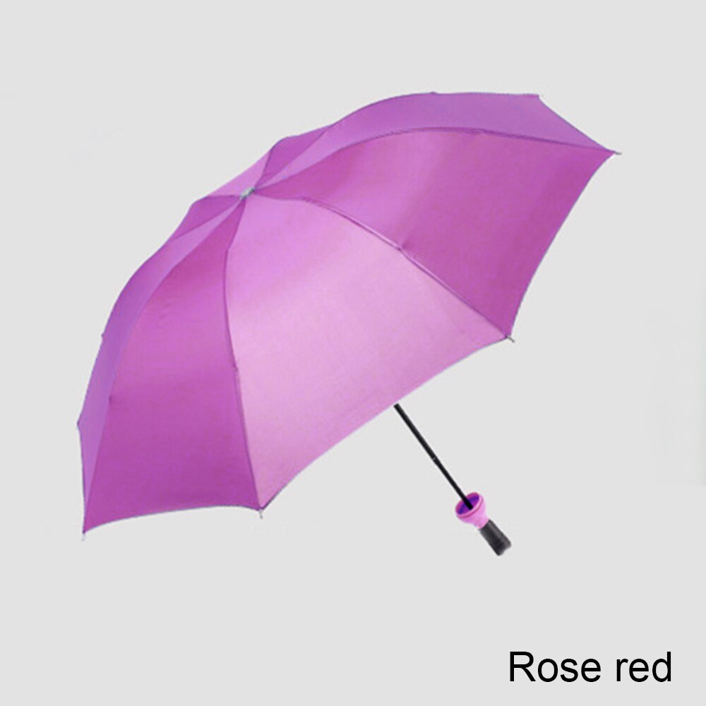 Sød paraply vinflaske paraply bærbar 3 foldbar sol-regn uv mini vindafvisende paraply: Rosenrød