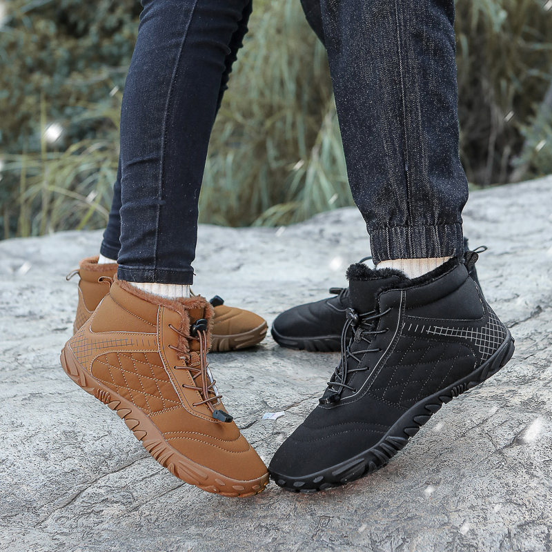 Herre- og dame vinterstøvler med barfodet greb, slip-on varme zero-snestøvler, brede ankelstøvler med tå, minimalistiske vandtætte