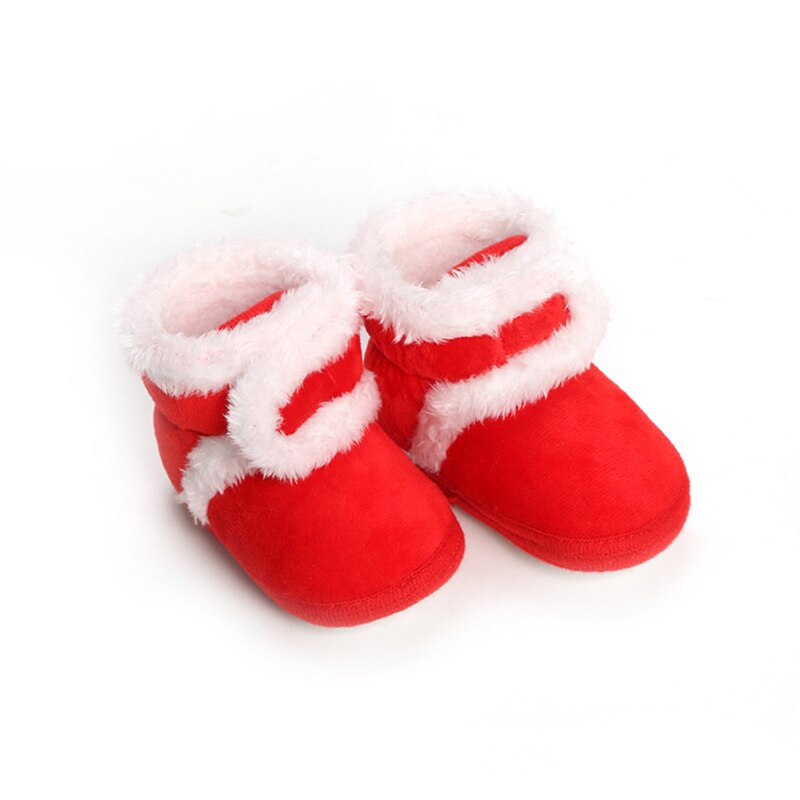 Zapatos cálidos de invierno para bebés, suéteres tejidos, botas, botín, cuna para niña, zapato para niño pequeño de 0 a 1 año: red / 12
