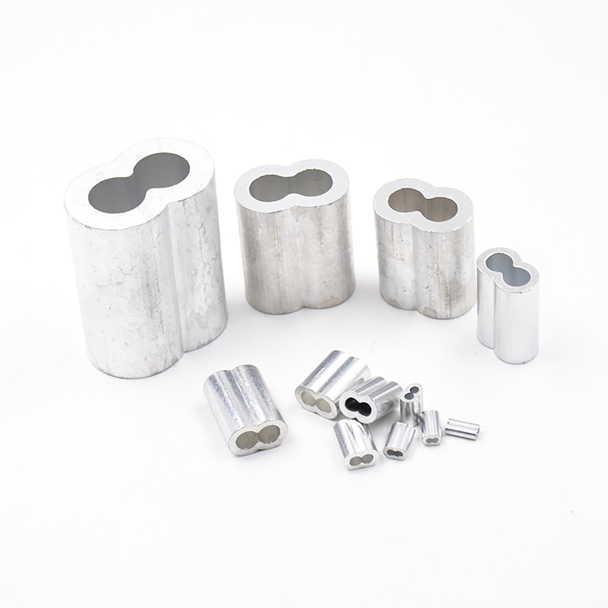Manchons ovales en aluminium M10 M12, 2 pièces, manchon à sertir, câble métallique, verrouillage, Double baril, virole, boucle