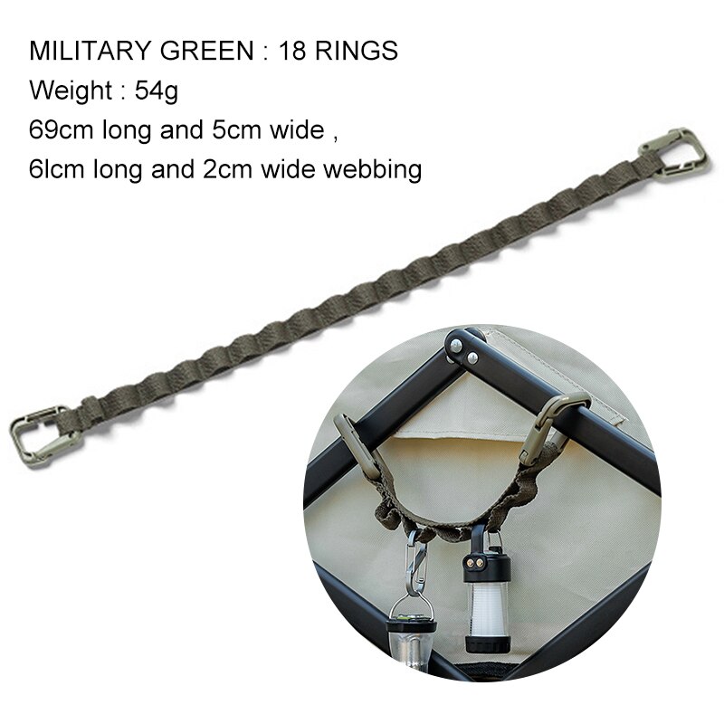 2/5m Outdoor Lanyard Adjustable Tent Rope Multifunction Garden Storage Strap Clothesline Supplies Tent Pegs Canopy Hanging Cord: ArmyGreen 18 Ring