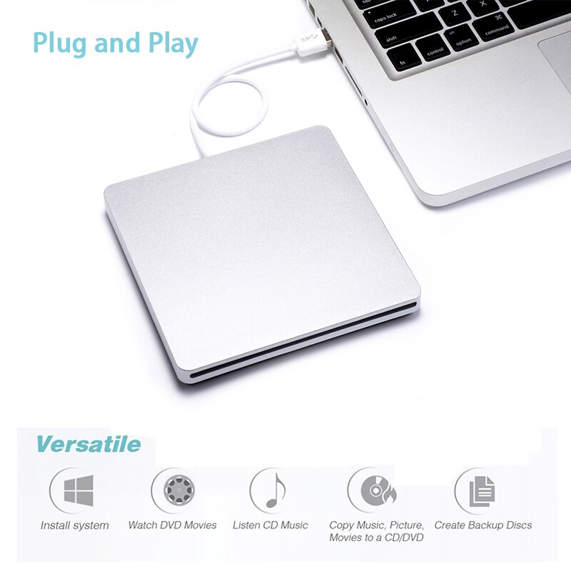 USB DVD Drives Optische Drive Externe DVD RW Brander Schrijver Recorder Slot Load CD ROM Speler voor Apple Macbook Pro laptop PC