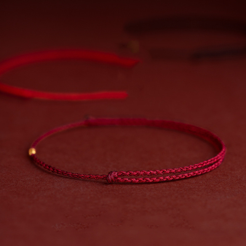 Handgemachte Gold Farbe Perlen verrotten Seil Glück Armreifen Länge Einstellen Kreis Charme Armbänder für Frauen Männer Liebhaber