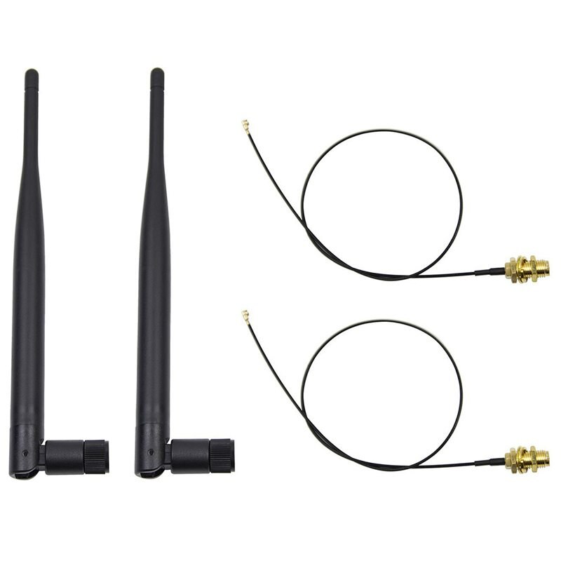 2 x 6dBi 2.4GHz 5GHz double bande antenne WiFi RP-SMA + 2x35cm U.fl / IPEX câble: Default Title