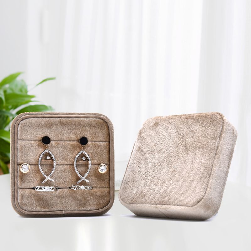 Velvet Ring Box,Square Vintage Wedding Ceremony Ring Box with Detachable Lid, Engagement Ring Box Holder,Valentine's Day