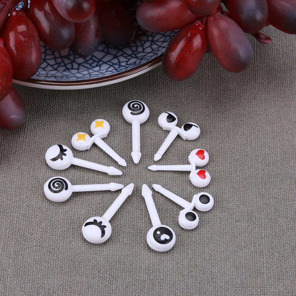 10Pcs Plastic Eyes Fruit Fork Child Lunch Box Decor Dessert Toothpick Birthday Party Supplies