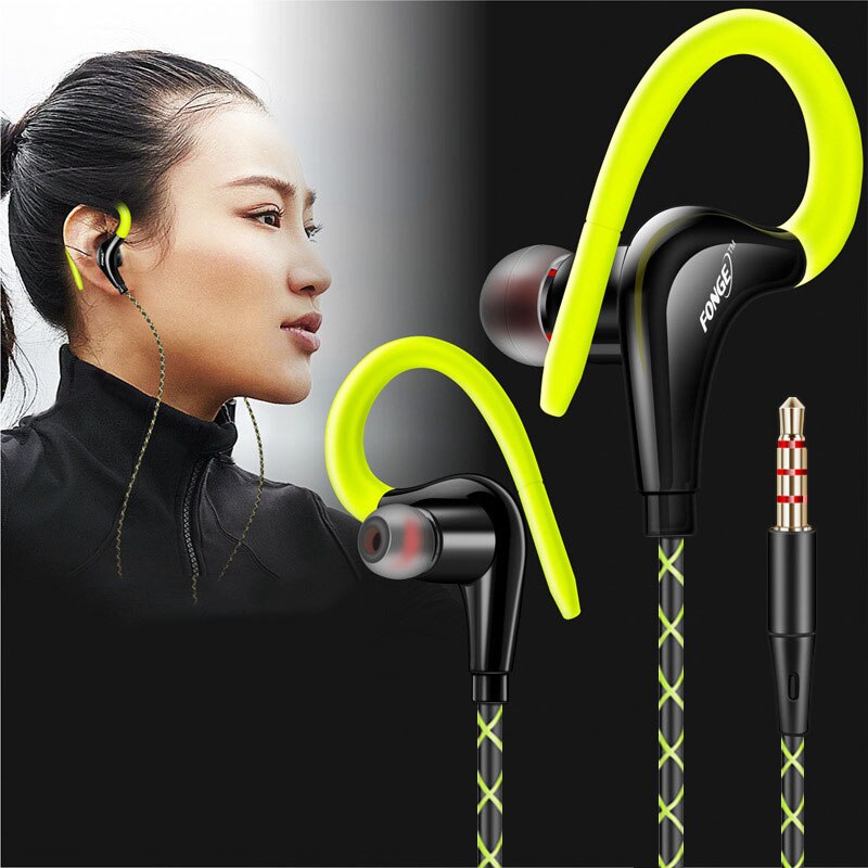 3.5mm Oor opknoping Sport oortelefoon 1.25 m oorhaak Bedrade Hoofdtelefoon Voor iPhone smartphone In-Ear Waterdichte Headsets Met Microfoon