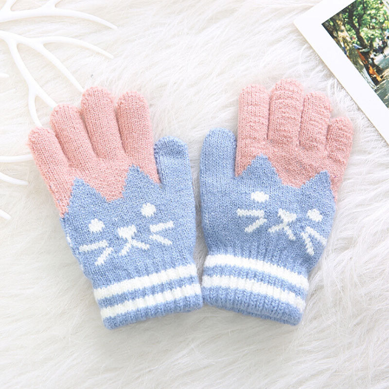 Gloednieuwe Kind Kids Baby Meisjes Jongens Peuter Winter Warme Dikke Handschoenen Magic Wanten: Sky Blue