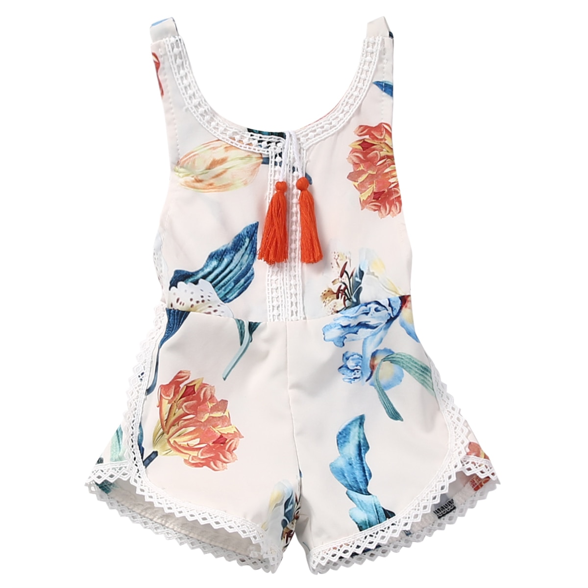 Floreale Neonato Neonata Capretti Pagliaccetto Senza Maniche Backless Tuta Cotone Prendisole Abiti Tute Abbigliamento