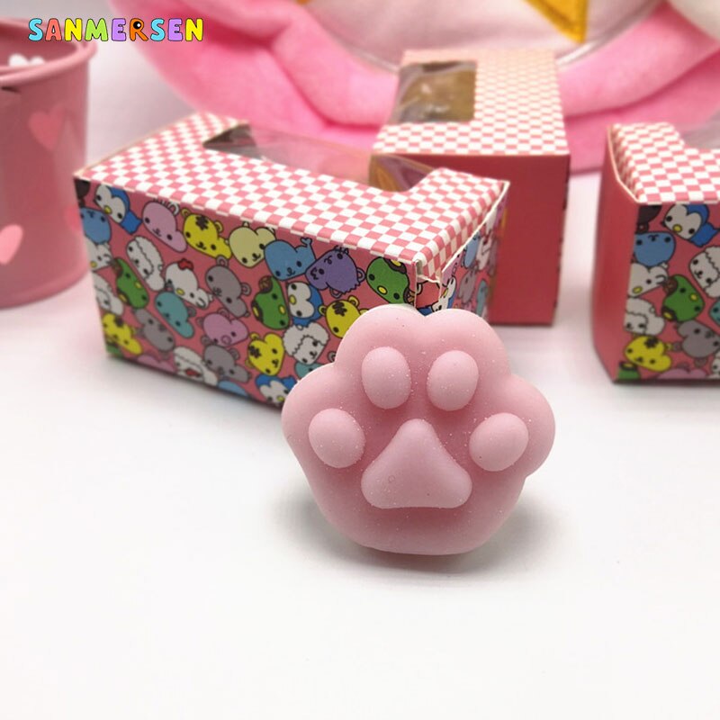 Sød mini squeeze squishy legetøj blød sød kat pote antistress dekompression klæbrig eliminer sjovt anti-stress squeeze vent legetøj: Lyserød