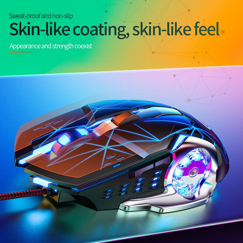 Silent Mouse RGB Color Breathing Gaming Mouse 3200DPI 6 Buttons Ergonomics Mouse USB Wired Mouse For PC Laptops Computer Mice