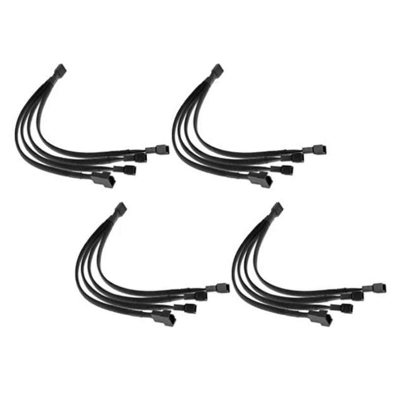 4 Stuks 4 Pin Pwm Fan Splitter Kabel Zwart Mouwen Pc Case Fan Power Kabel 1 Naar 4 Converter Gevlochten Y Splitter Power Cable