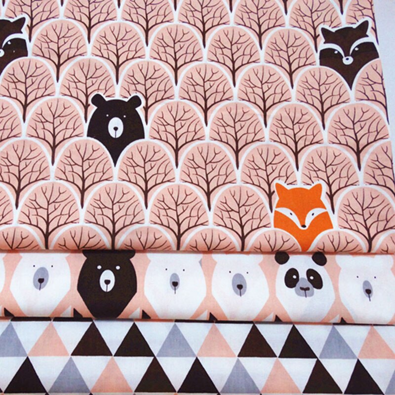 40Cm 50Cm, 3 Stks/partij, Jungle Beer, Katoen Twill Stof, Patchwork Doek, diy Naaien Quilten Quarters Vet Materiaal Voor: 3pcs 20cmx25cm