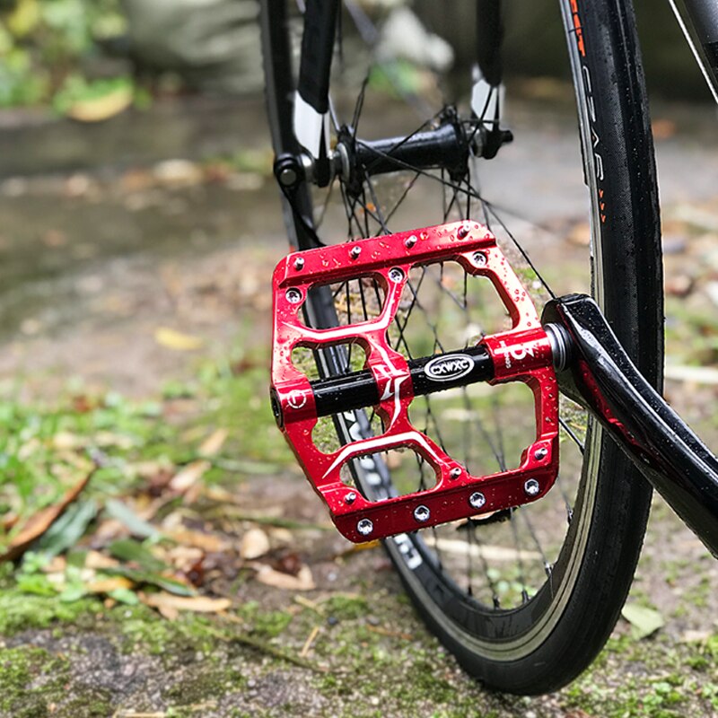 Pedales planos para bicicleta de montaña, 3 rodamientos sellados, plataforma ancha, antideslizantes
