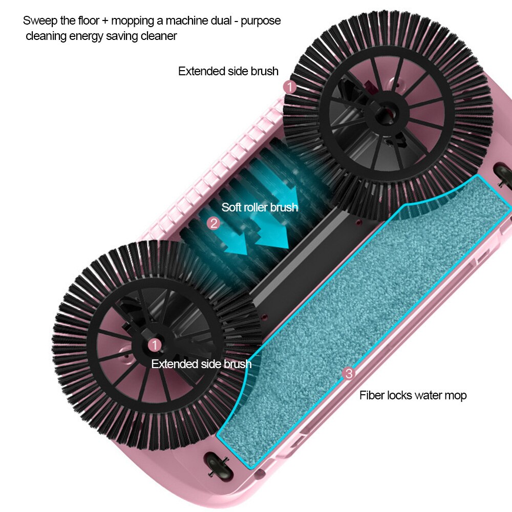 2 in 1 automatisk rengøringsmaskine til husholdningsrengøring 360- graders rengøringsfejemaskine fejemaskine med moppeklud