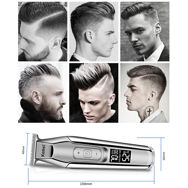 Kemei 5027 Large Capacity Battery Barber Hair Trimmer Oil Head Carving Electric Hair clipper LCD Haircut Machine
