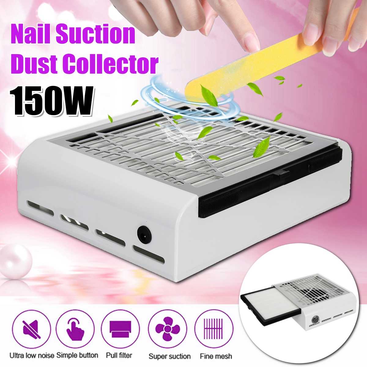 Nagel Stofafscheider 150W Stofzuiger Manicure Machine Sterke Macht Nail Fan Zuig Professionele Geschikt Voor Nail Salon