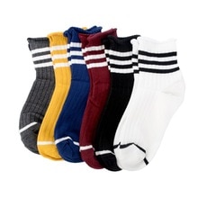 Kvinder pige stribede strømper sok varm elastisk ankel sokker flerfarvet