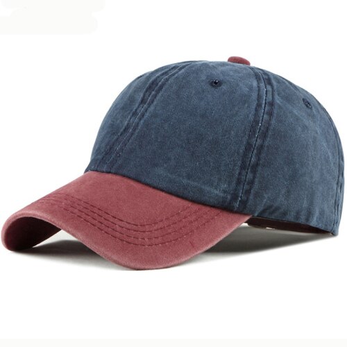 Ht2478 klassiske patchwork baseball cap bomuld forår sommer sol hat justerbar mænd kvinder cap afslappet snapback baseball far hat: Marine blå