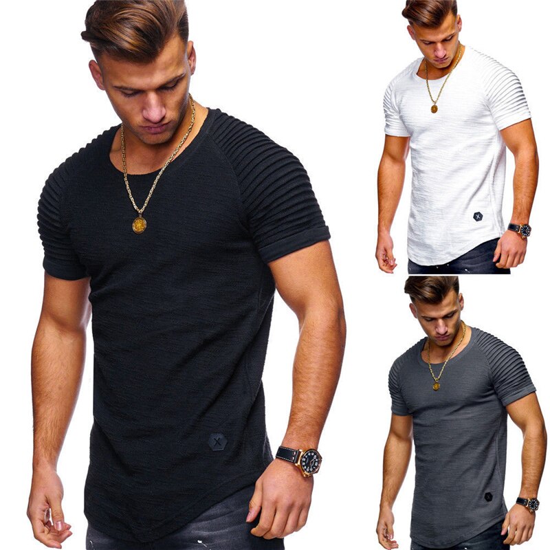 Mænd sommer bomuld kortærmet t-shirt fitnesscentre fitness bodybuilding t-shirts o-hals afslappet print tøj