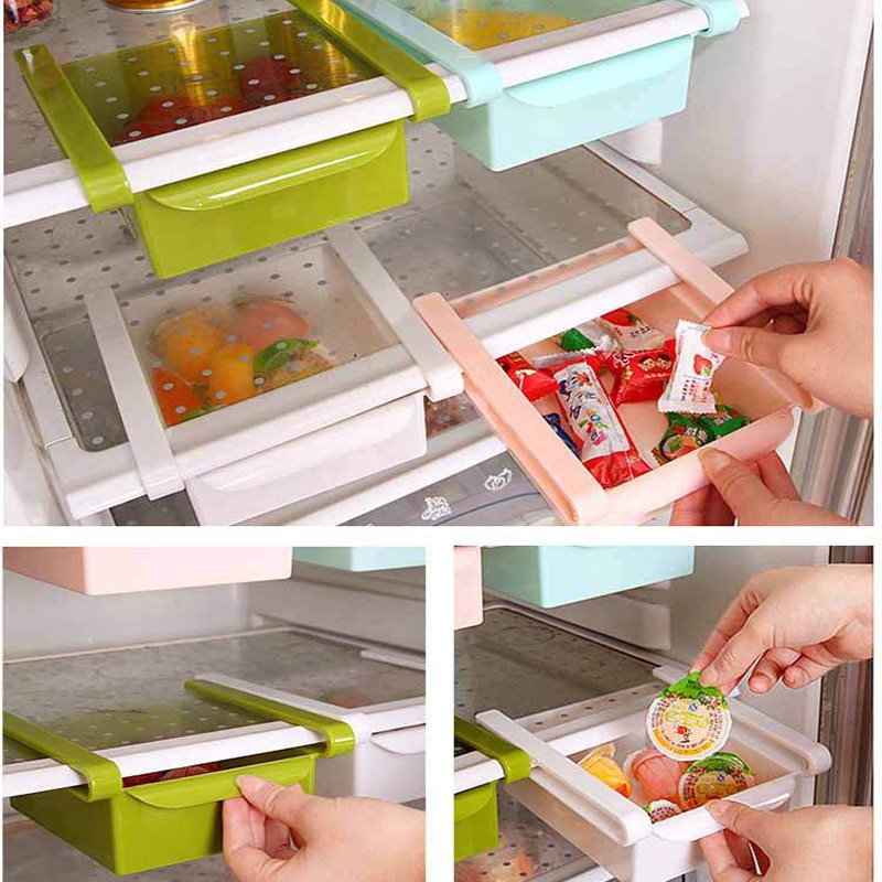 Slide Kitchen Fridge Organizer Freezer Storage Rack Space Saver for Refigerator Drawer Shelf Fruit Snack Container Holder