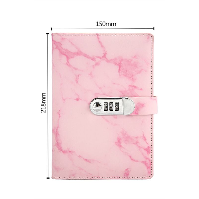 A5 Marble Texture Notebook Password Lock Leather N... – Vicedeal