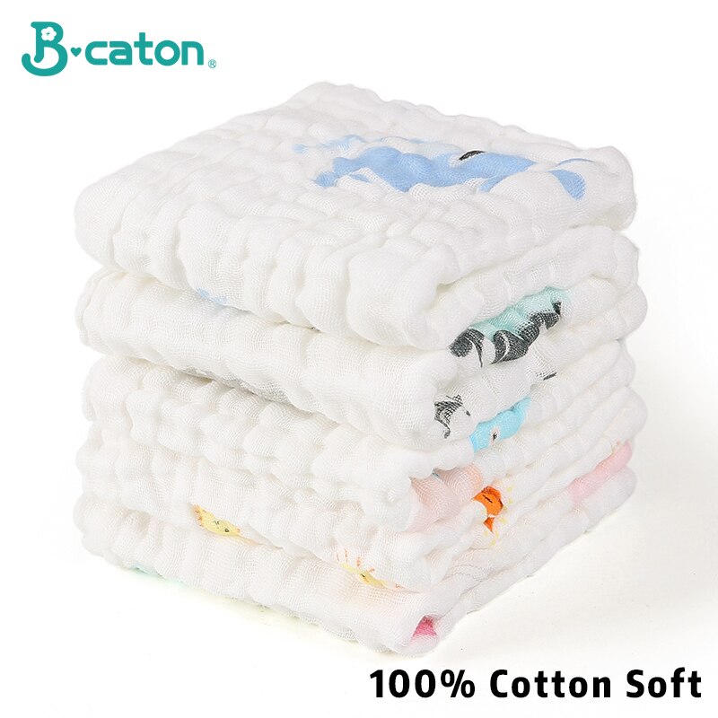 5Pcs Baby Towel Bath Towels Face Washcloth Muslin squares Cotton Hand Wipe Gauze for born Bathing Feeding Kids Handkerchief