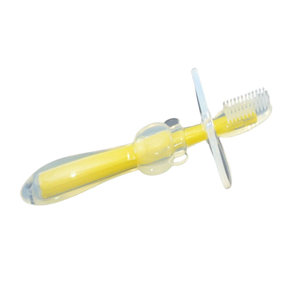 Cepillos dentales de entrenamiento de silicona suave para chico, cepillo Dental para cuidado bucal, cepillo Dental para bebé, cepillo de dientes infantil, artículos para bebés: yellow