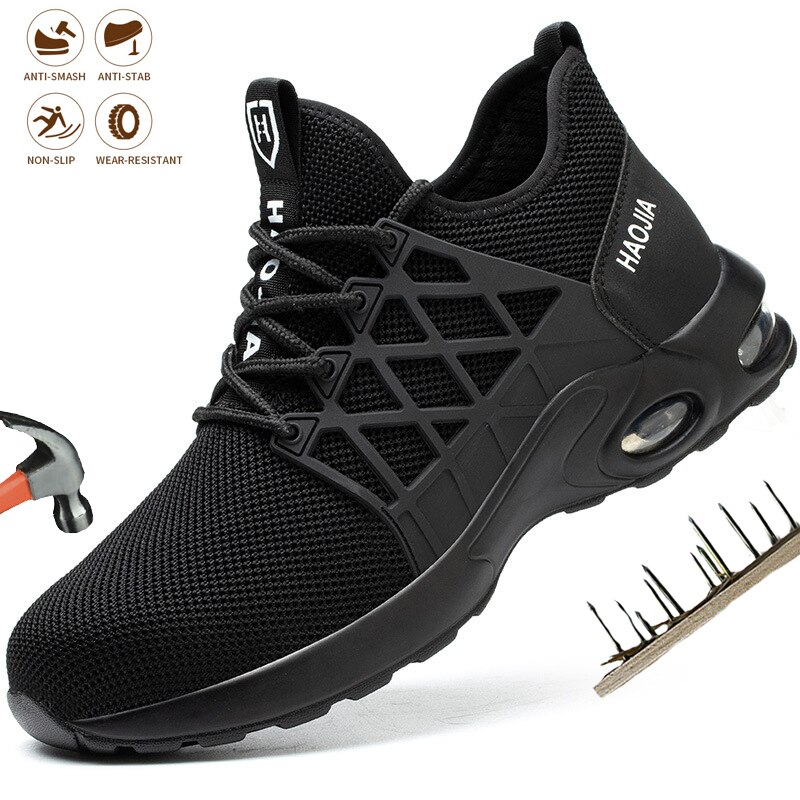 Lightweight Men Work Safety Shoes Steel Toe Cap Puncture-Proof Safety Boots Breathable Working Sneakers Breathable for Male