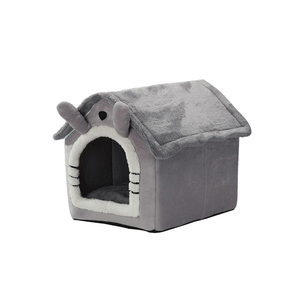 Home Shape Foldable Pet Cat Cave House Cat Kitten Bed Soft Winter Warm Dogs Kennel Nest Dog Cat S-L Sizes Available: Gray / 44 X 36 X 39cm