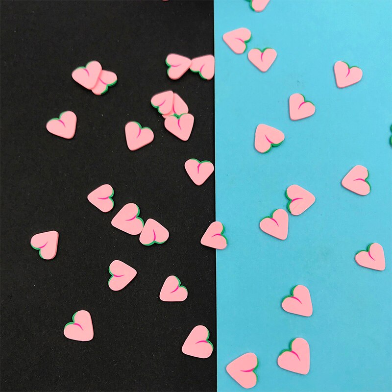 100g Clay Kawaii Peach Slice Polymer Clay Sprinkles for Crafts Phone Decoration Shaker Cards DIY Scrapbook Accessories 10mm