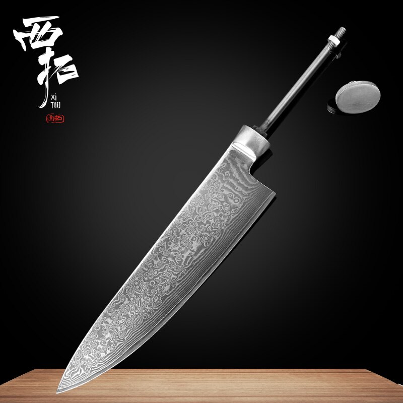 Xituo diy mes blank handgemaakt zelfgemaakt mes handvat  vg10 damascus staal koksmes vlees snijden vis fruit schillen keukengereedschap: 8 inch