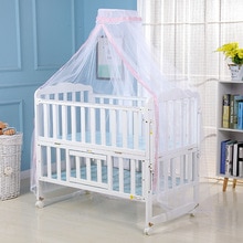 Myggenet baby seng myggenet mesh kuppel gardinet til småbørneseng barneseng baldakin blå hvid farve dropshipp